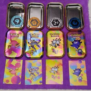 4x Pokemon TCG 151 EMPTY Mini Tins Gengar Magneton with Coins & Art Cards